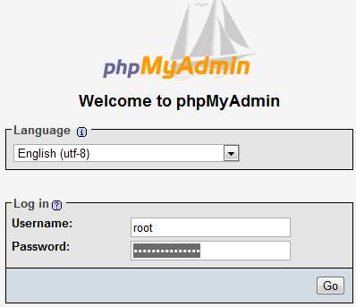 ورود به حساب برای ایجاد دیتابیس MySQL
