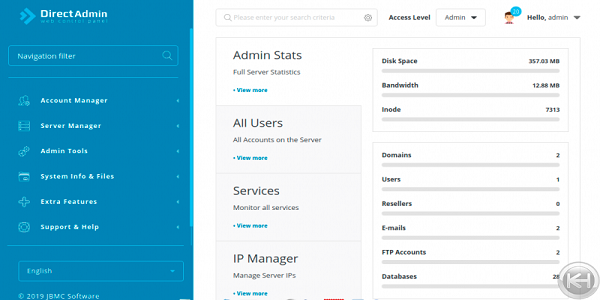 DirectAdmin Sidebar