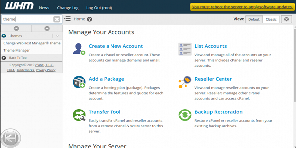 Default Theme cPanel