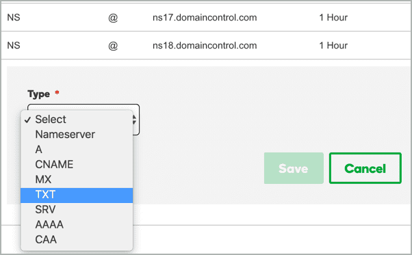 DNS TXT record