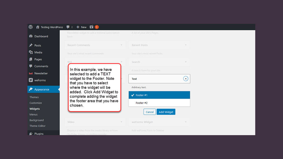 انتخاب ویجت