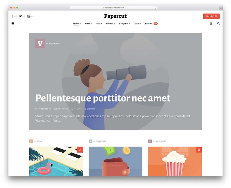 قالب های وبلاگ نویسی : Squaretype (WordPress)
