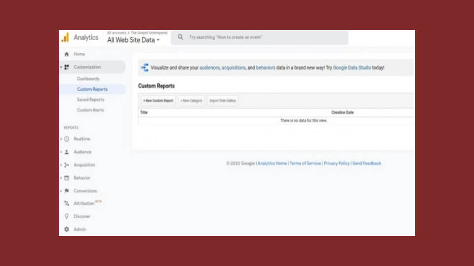 انتخاب دکمه New Custom Report+