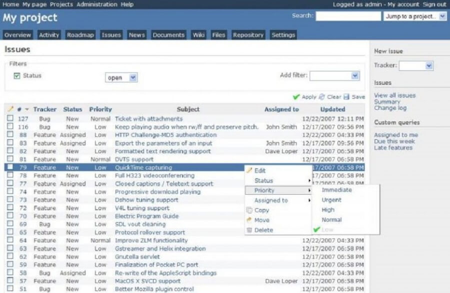 5 از بهترین سیستم عامل های مدیریت پروژه : Redmine