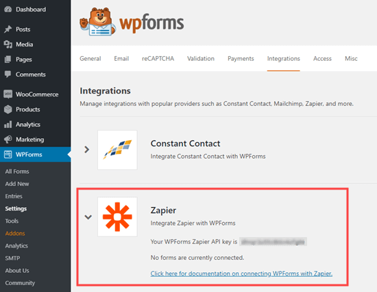 گزینه Integrations