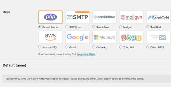 هاست های موجود برای تنظیم سرور SMTP