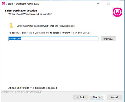 WampServer Installation- Select destination