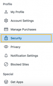 کلیک روی گزینه "security"