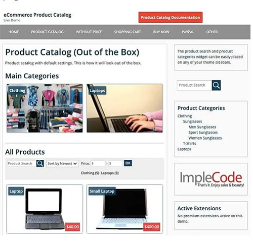 تیم impleCode پلاگین eCommerce Product Catalog