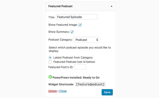 7. Featured Podcast Widget