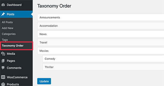 پلاگین Taxonomy Order