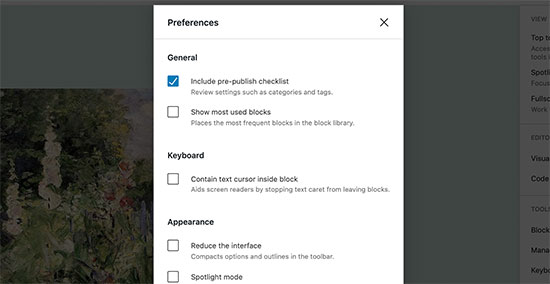 Preferences در وردپرس 5.6