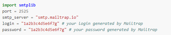 مثال در سرور SMTP جعلی