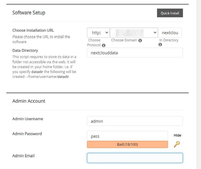 فرآیند نصب nextcloud