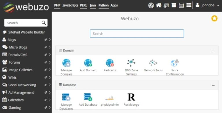 پنل Webuzo