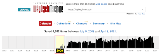 تنظیمات Wayback Machine