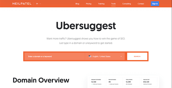 ابزار Ubersuggest
