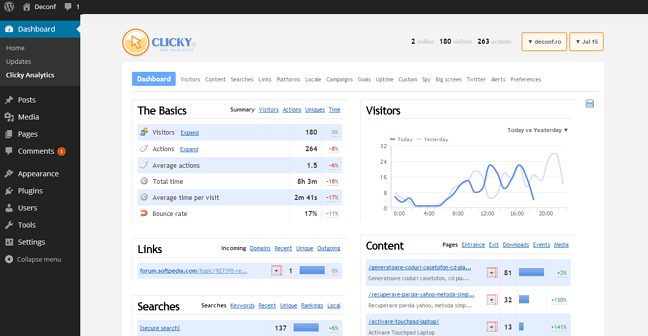 افزونه مدیریت ترافیک سایت clicky analytics