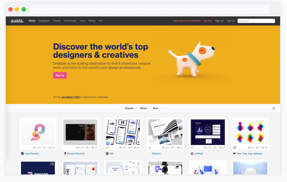 وب سایت ایده رابط کاربری dribbble
