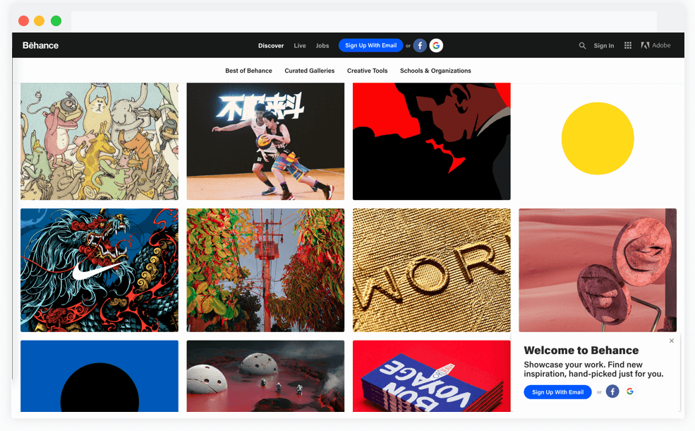 وب سایت ایده رابط کاربری behance
