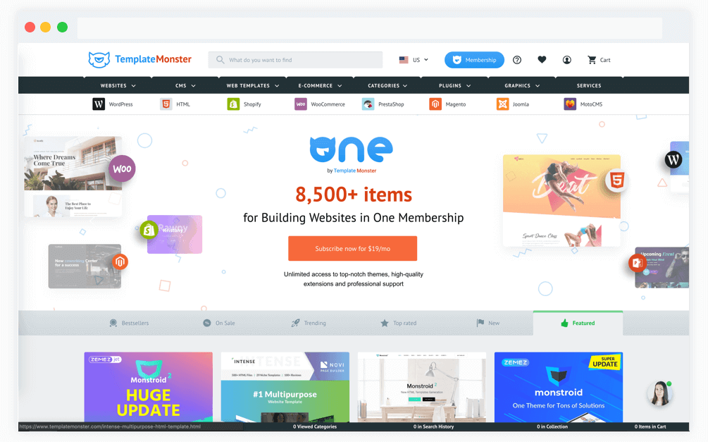 سایت ایده رابط کاربری Template Monster