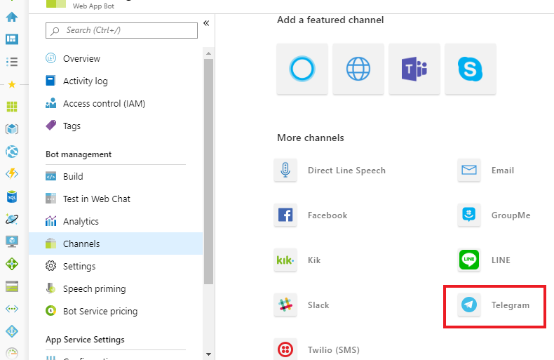 پیدا کردن تلگرام در AZURE