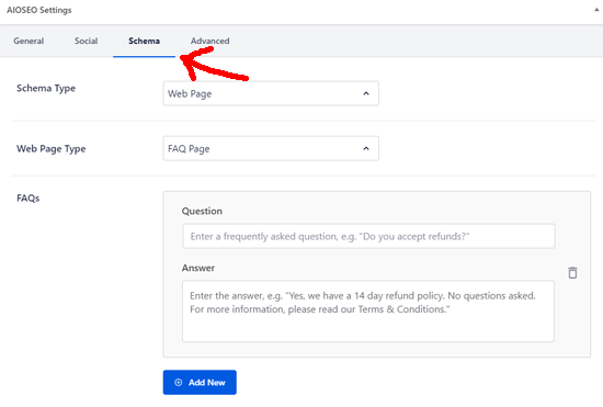 تنظیمات All in One SEO برای FAQ
