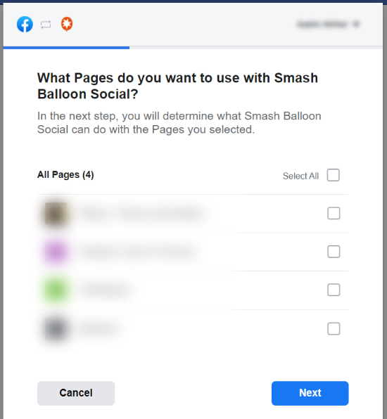 انتخاب صفحات فیسبوکی که می خواهید در Smash Balloon استفاده کنید