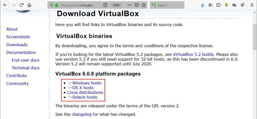 دانلود VirtualBox از وبسایت رسمی