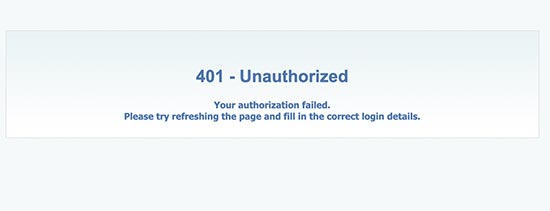 401 خطای غیر مجاز