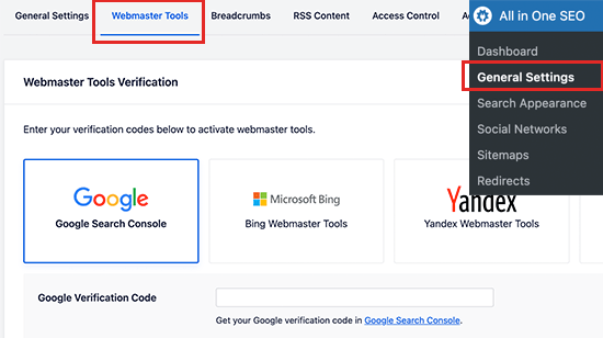 تنظیمات All in One SEO