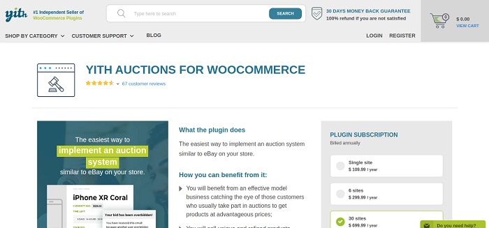 افزونه حراج YITH WooCommerce Auctions وردپرس