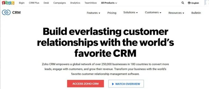 بهترین افزونه crm وردپرس Zoho CRM