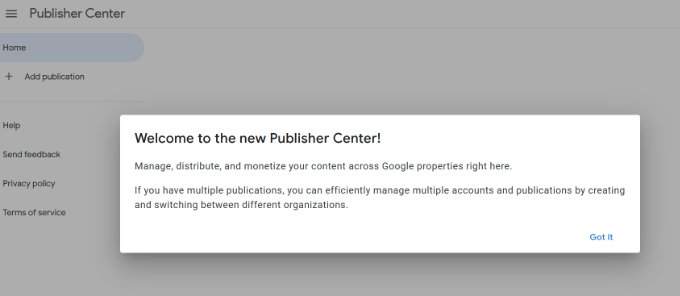 تأیید سایت در Google News - رفتن به وب سایت Google Publisher Center