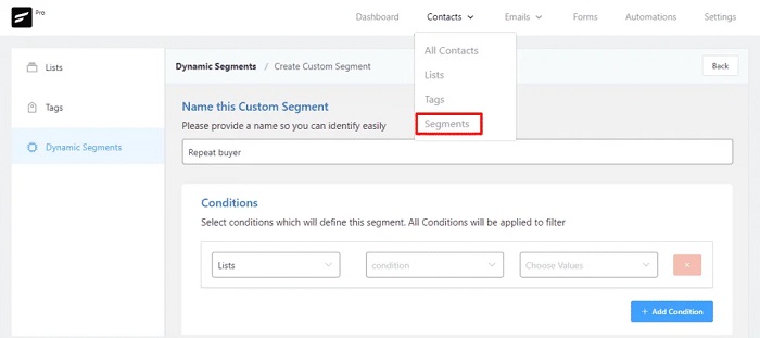 بخش بندی مخاطبین در افزونه Fluent CRM