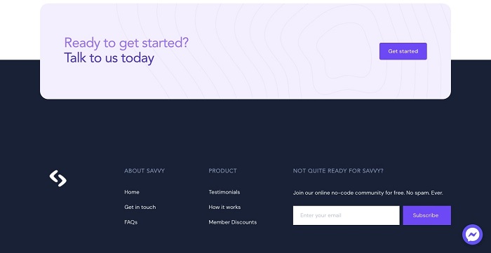 بهترین طراحی فوتر منحصر بفرد سایت Savvy