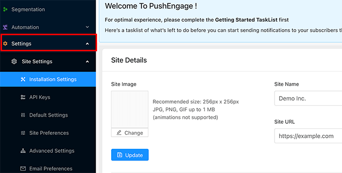 نصب PushEngage