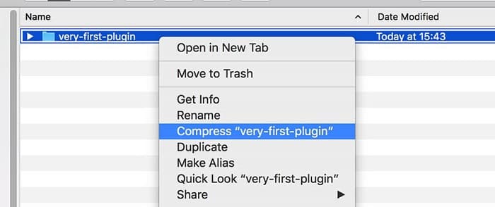 فشرده سازی فولدر very-first-plugin