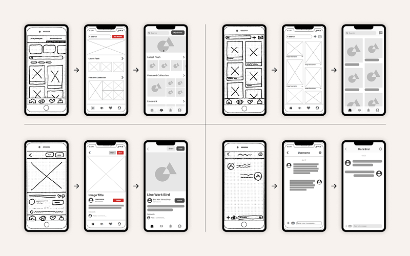 نمونه کامل از high-fidelity wireframe