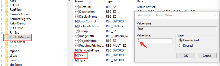  Start Registry Key