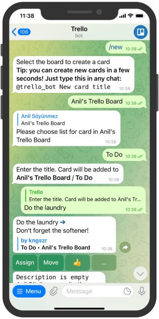 Trello از بهترین ربات های تلگرام در سال 2022