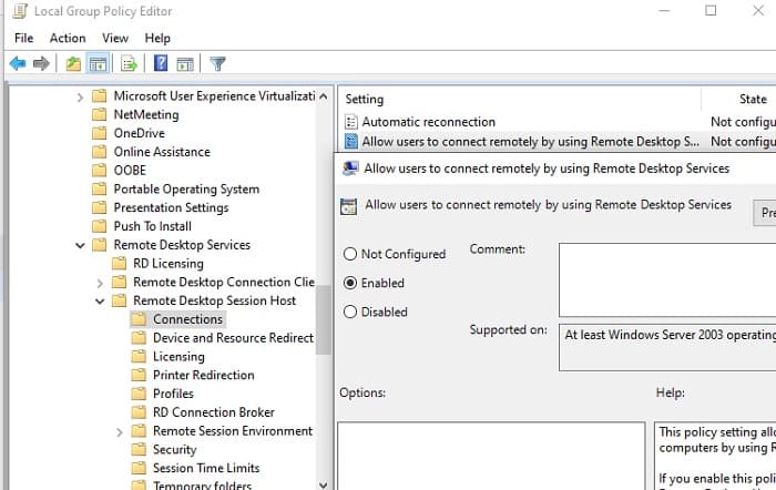 Allow users to connect remote with فعال کردن using Remote Desktop