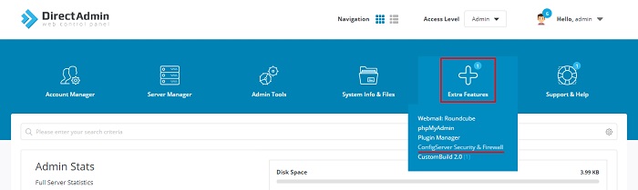 ورود به بخش ConfigServer Security & Firewall