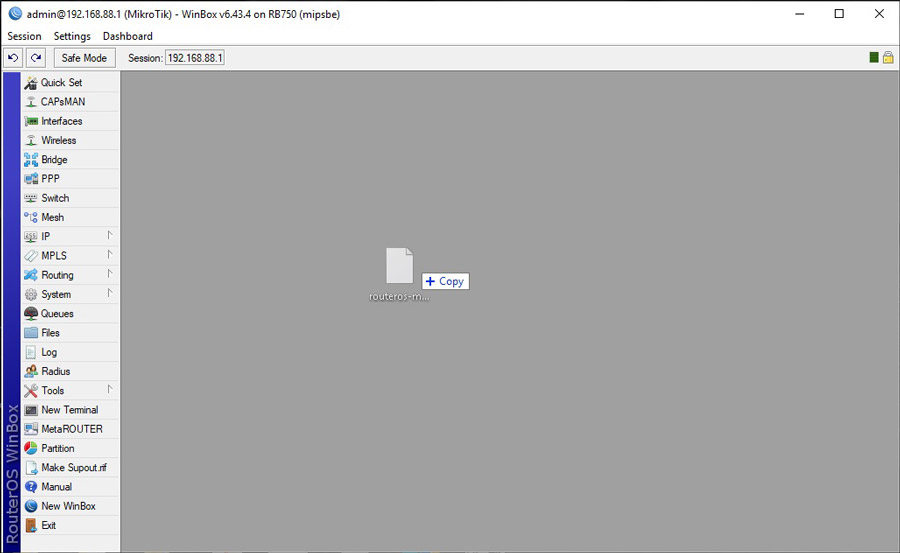 روش drag فایل به Winbox